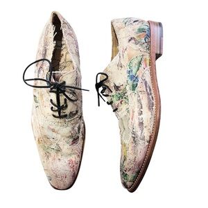 Paul Smith Multicolor Paint-Splatter Leather Oxfords